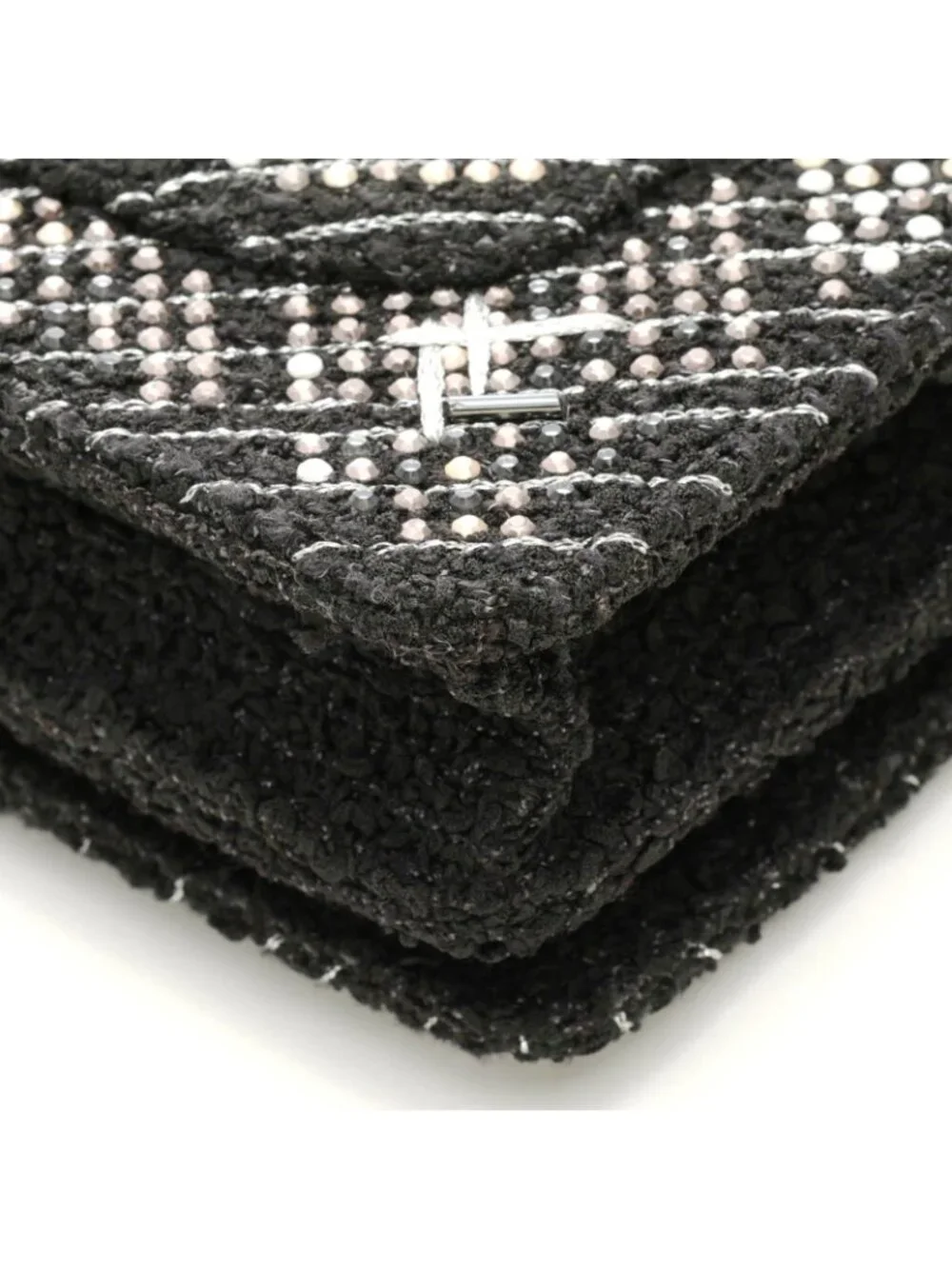 Chanel Chain Wallet Black Silver Tweed Shoulder Bag